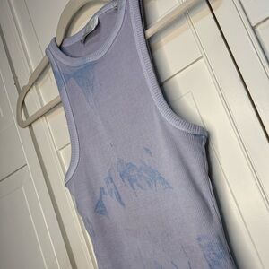 7 For All Mankind Lavender Tie-Dye Ribbed Tank Top